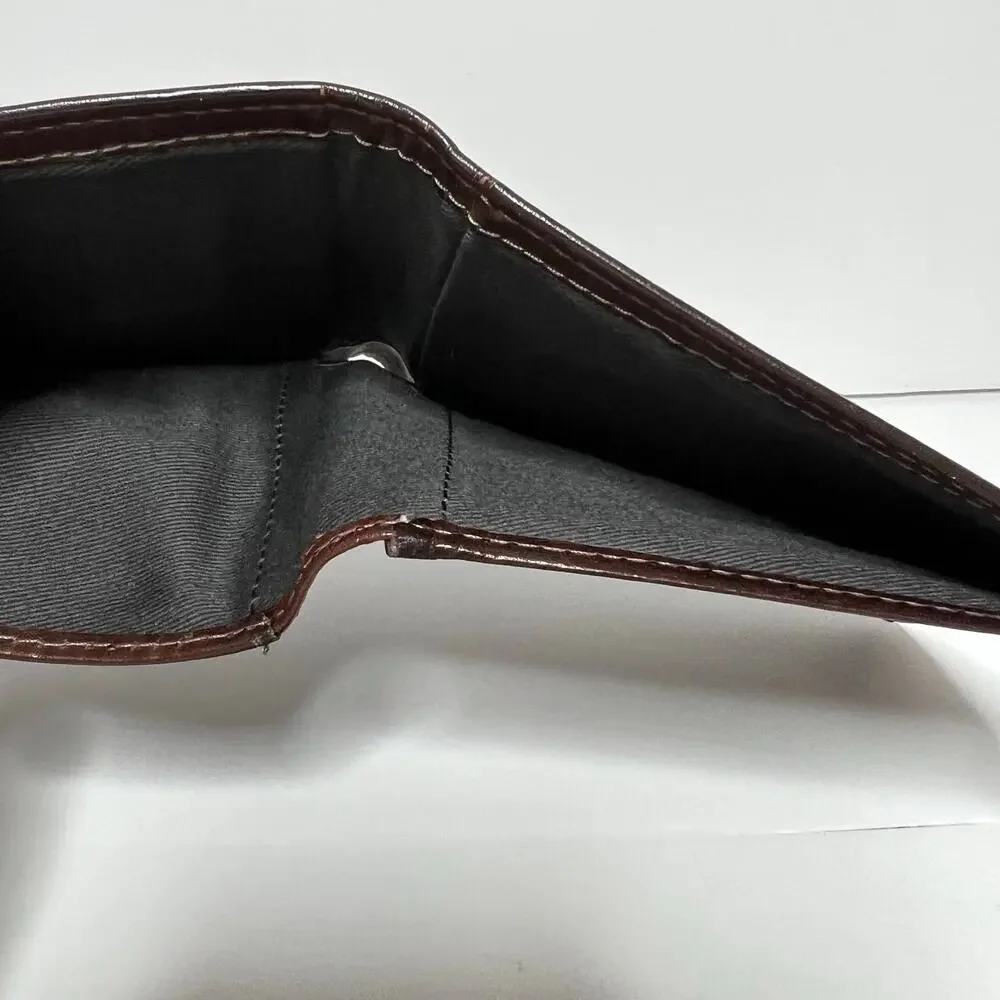 Fossil Dark Brown Leather Tri Fold Wallet for Men - Picture 2 of 7